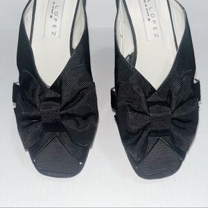 Pura Lopez Black satin bow Wrap Slides Size 8 Never worn